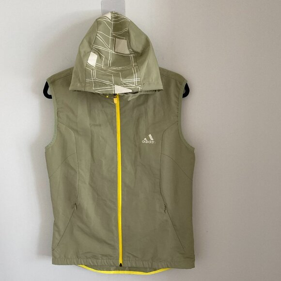 ADIDAS Men Women Outdoor Golf Hoody Vest Front and Back Pockets Green Sz L - Picture 1 of 8